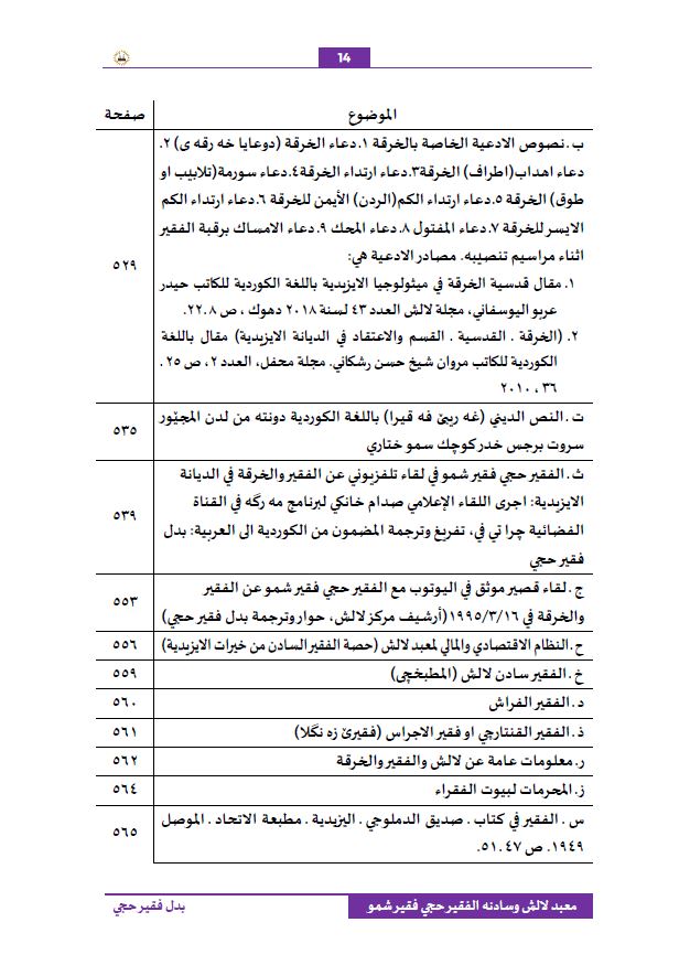 معبد لالش  وسادنه الفقير حجي فقير شمو ( التاريخ المعاصر) - بدل فقير حجي
